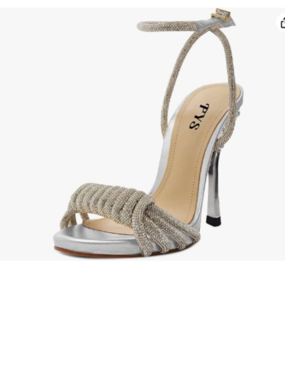 FYS Silver Rhinestones Open Toe Ankle Strap Sandals High Heels Crystal Shoes